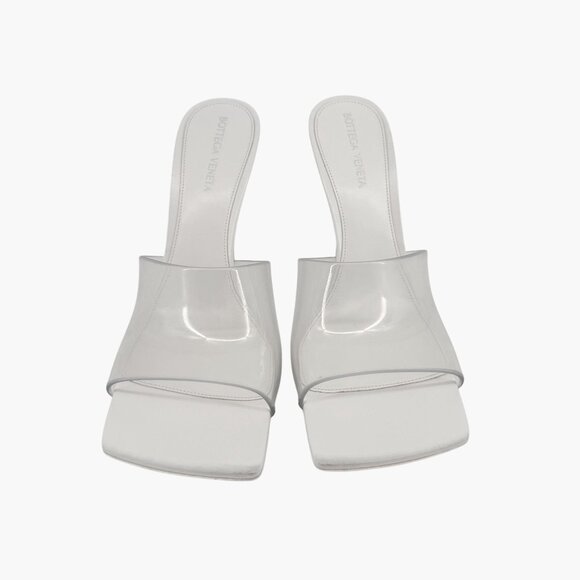 Bottega Veneta Stretch Mule Sandals Size 39 US 9 White Glass Clear Rubber Heels - Picture 3 of 15